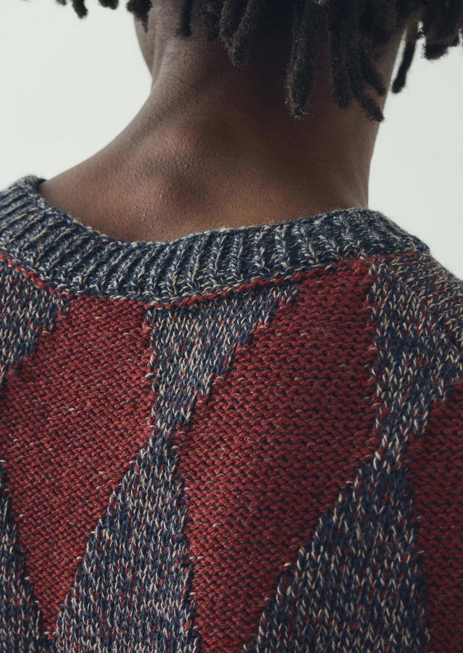 Totem Wool Cotton Knitted Tank | Navy/Red - Image 3