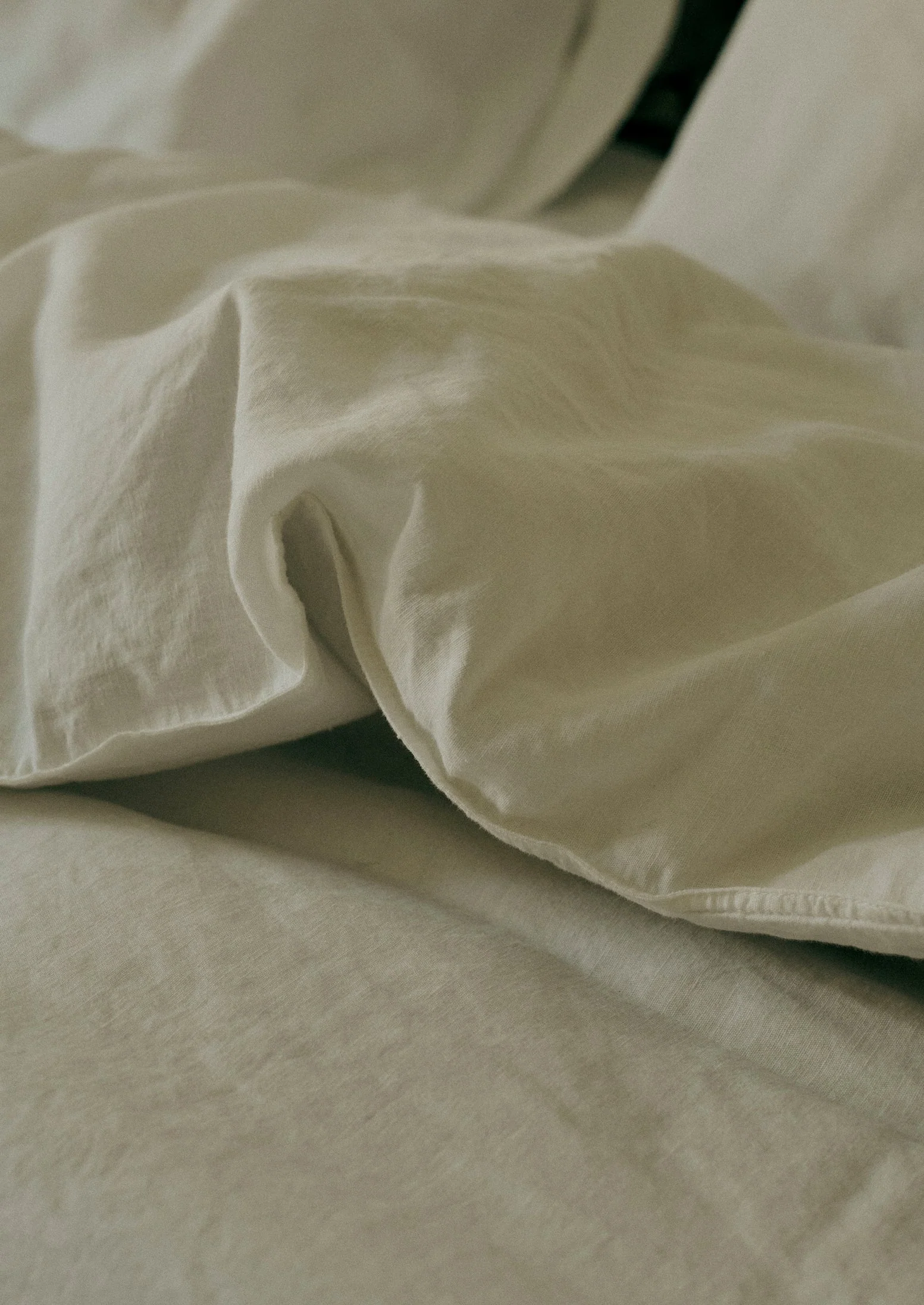Washed Linen Cotton Duvet Cover | Ecru - Image 3