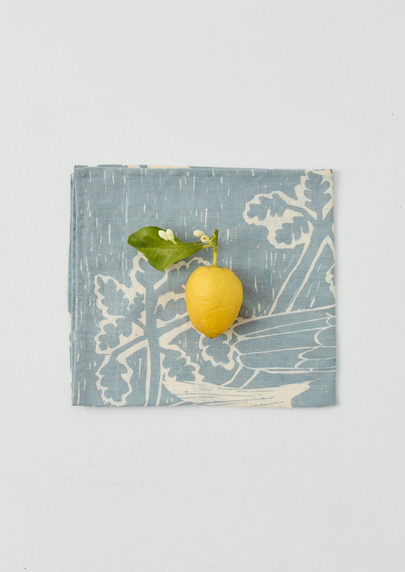 Woodland Print Linen Cotton Napkin | Breeze Blue/Ecru - Image 4