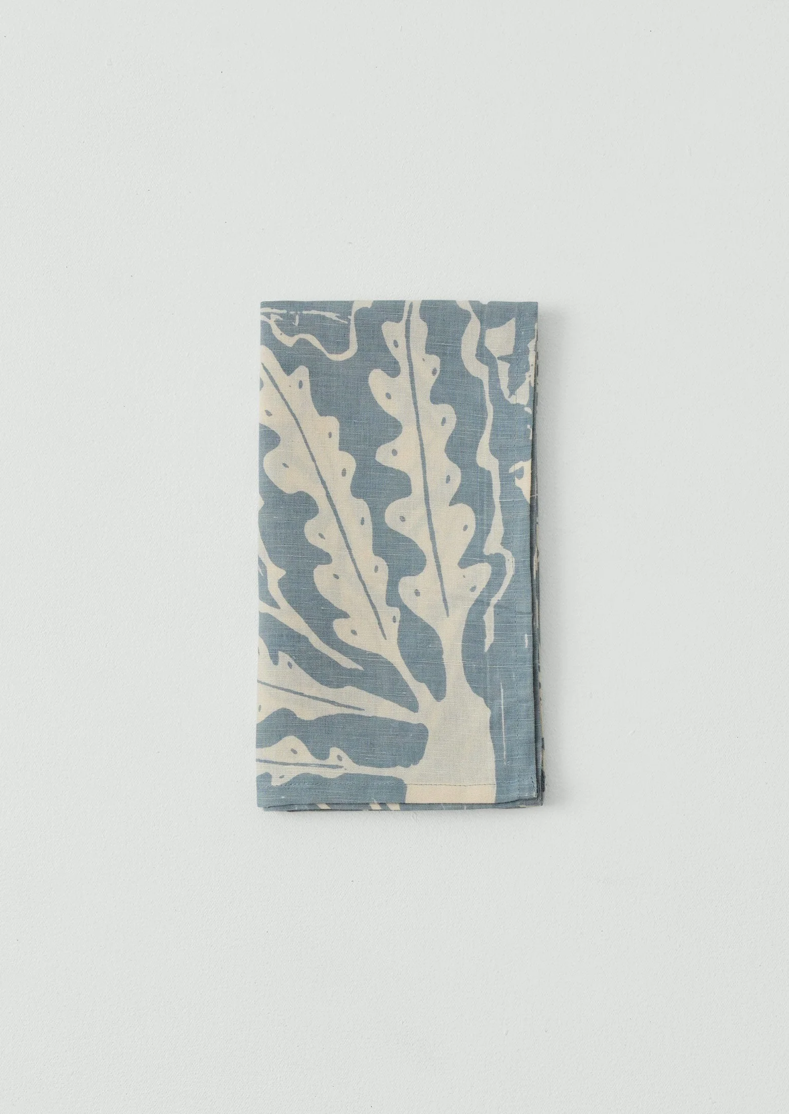Woodland Print Linen Cotton Napkin | Breeze Blue/Ecru - Image 5