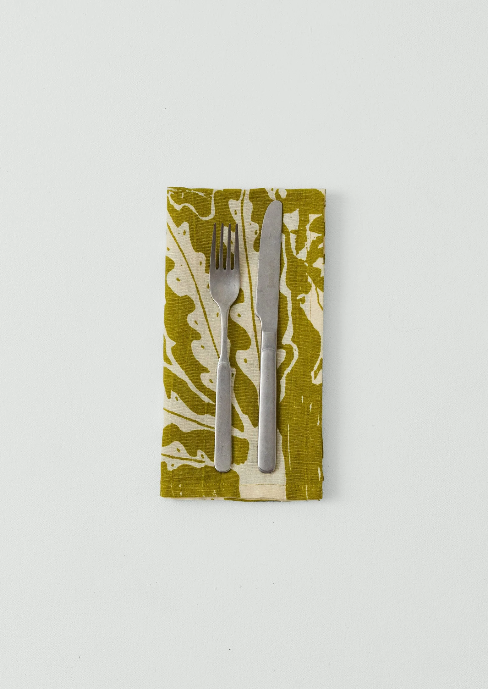 Woodland Print Linen Cotton Napkin | Fennel/Ecru - Image 3