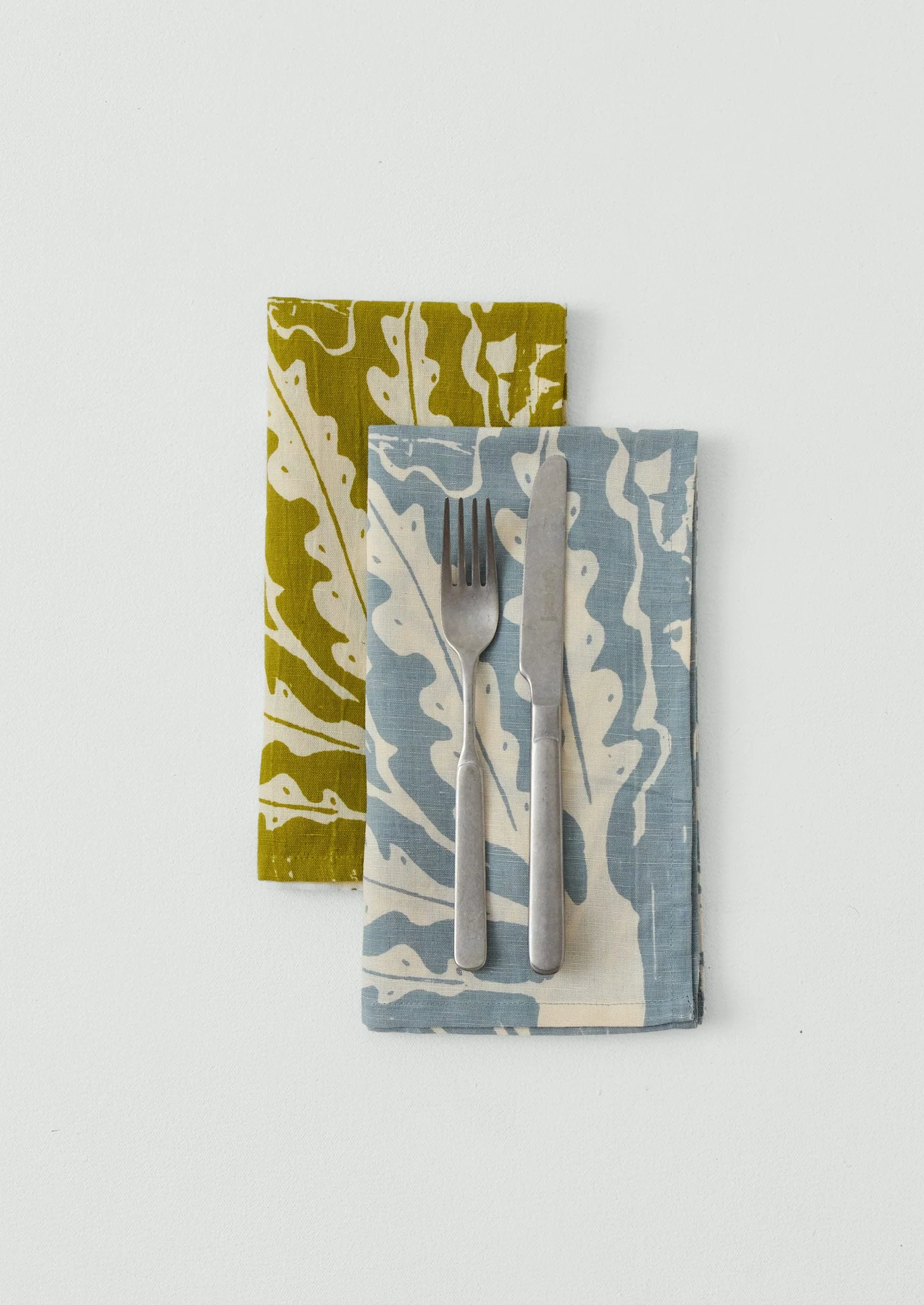 Woodland Print Linen Cotton Napkin | Fennel/Ecru - Image 5