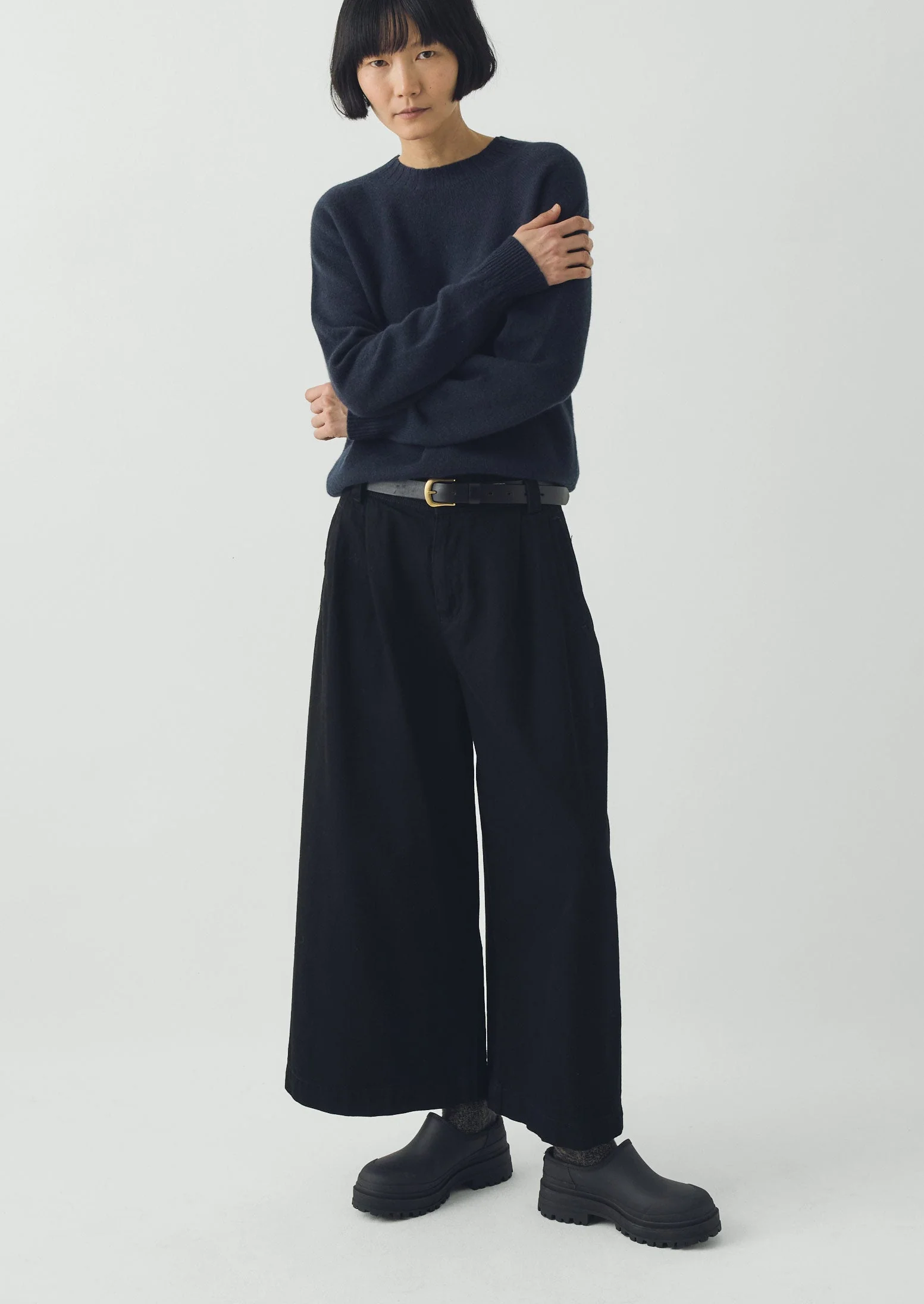 Wool Cashmere Crew Neck Sweater | Dark Navy - Image 3